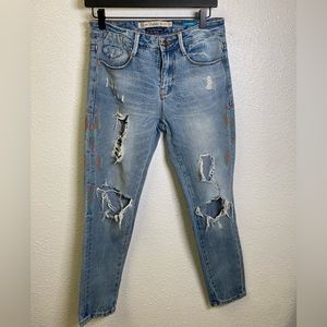 Zara Embroidered Skinny Jeans